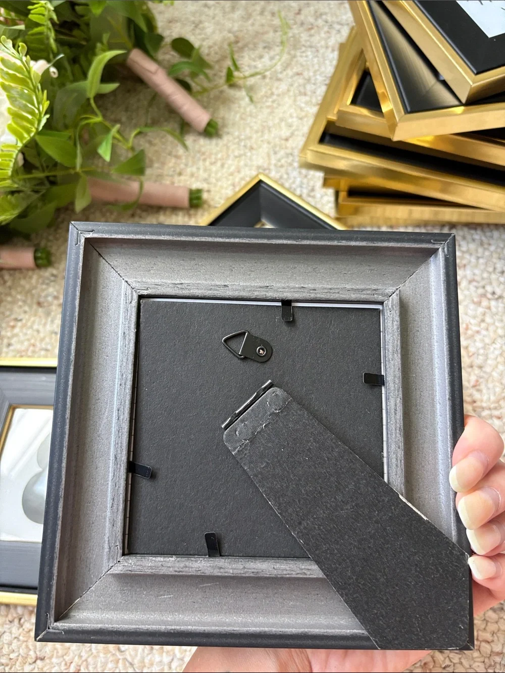 16 Black and Gold Square Photo Frame perfect for table numbers/names